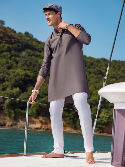 Basic Grey Cotton Kurta