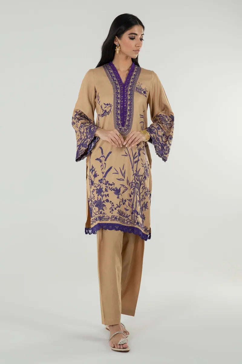 Beige and Purple Shirt