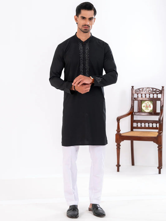 Black Blended Kurta