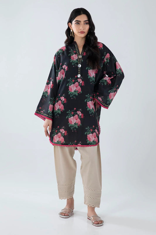 Black Floral Kurta