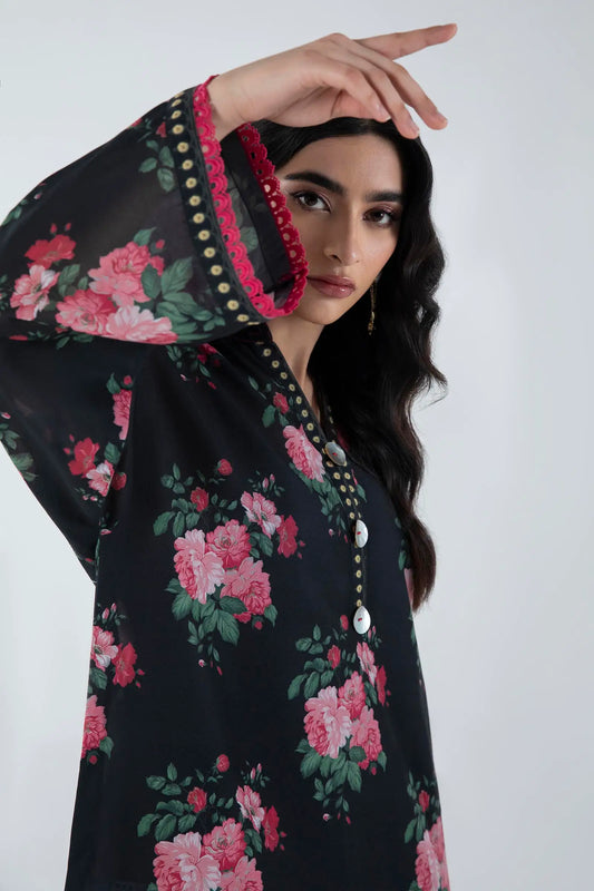 Black Floral Kurta