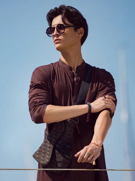 Plain Maroon Cotton Kurta