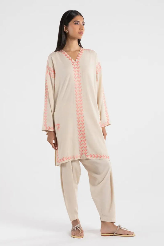 Cream Pink Kurta - 2