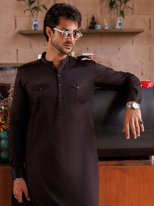 Dark Brown Cotton Suit