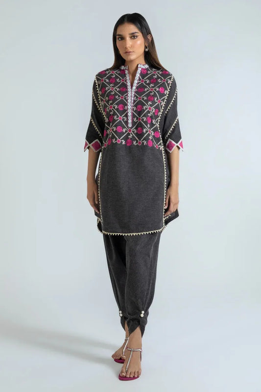 Grey Embroidered Shirt