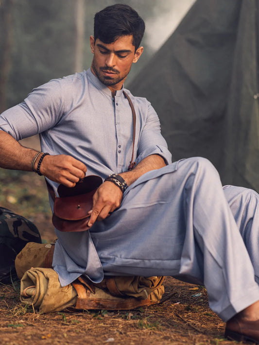 Light Blue Blended Suit