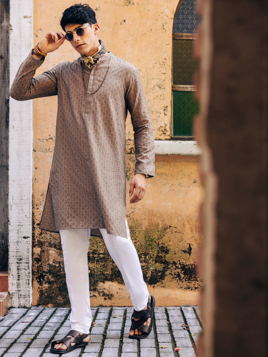 Light Brown Cotton Kurta