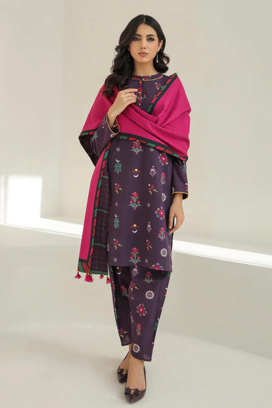 Pink Khaddar Suit - 3 Piece