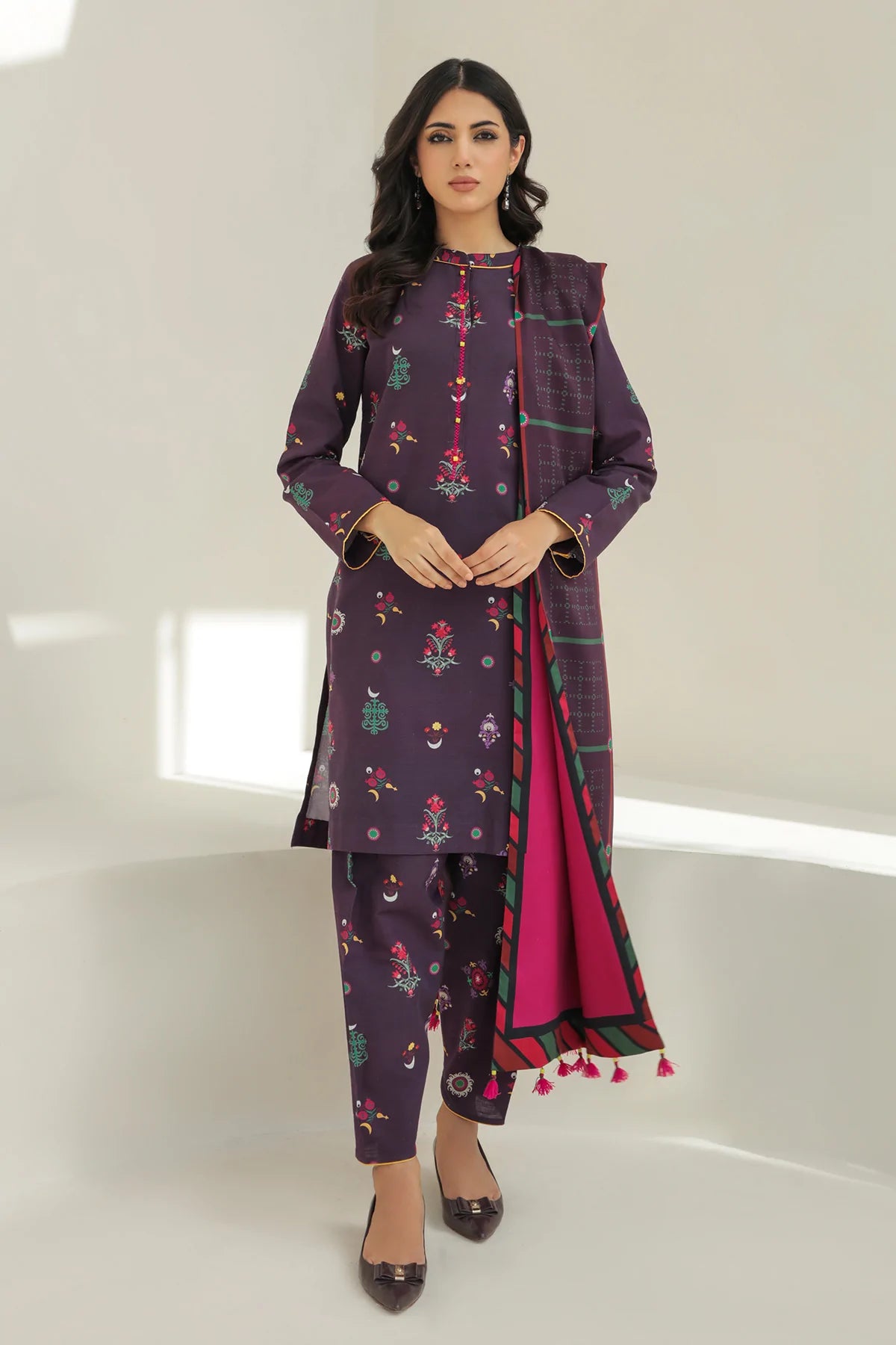 Pink Khaddar Suit - 3 Piece