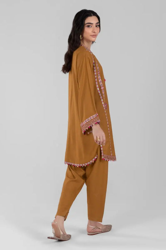Mustard Embroidered Kurta