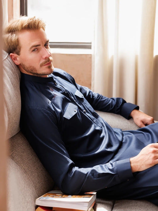 Navy Blue Cotton Suit