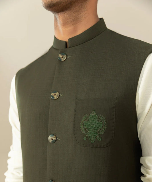 Olive Brown Waistcoat