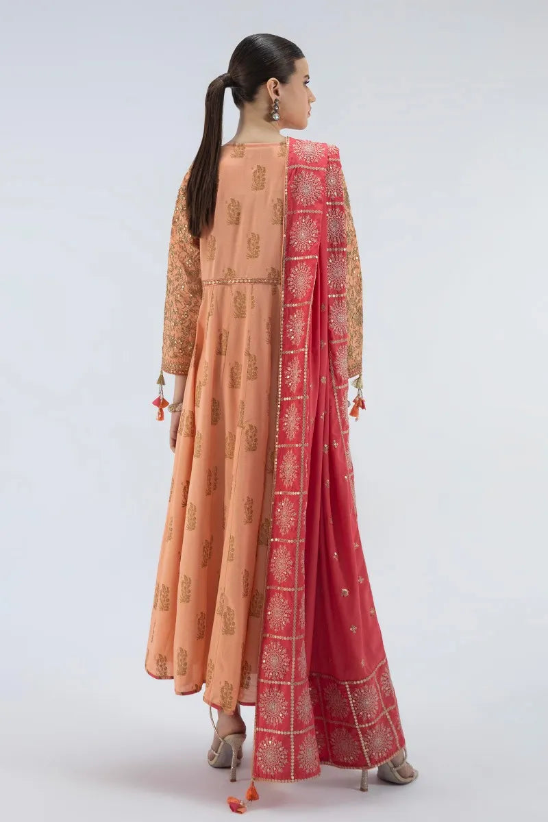 Peach Embroiderd Frock