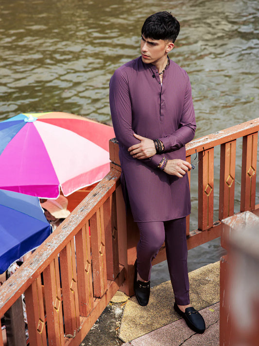 Purple Blended Kurta Trouser