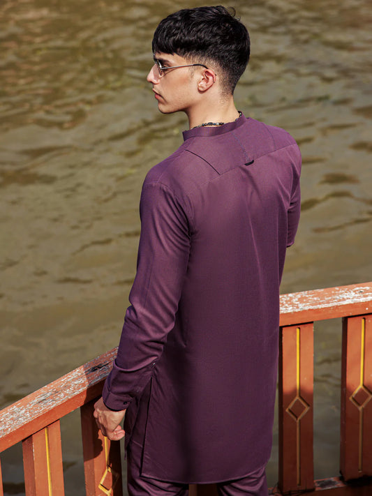 Purple Blended Kurta Trouser