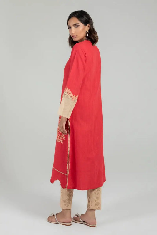 Orange Embroidered Kurta