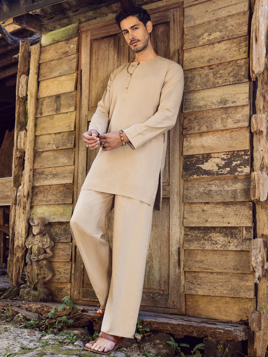 Sand Brown - Short Kurta Pajama Set