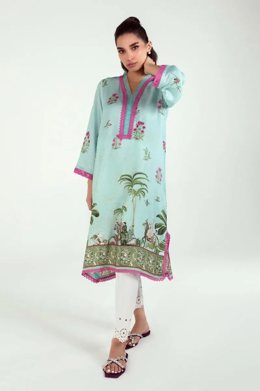 Turquoise Linen Kurta