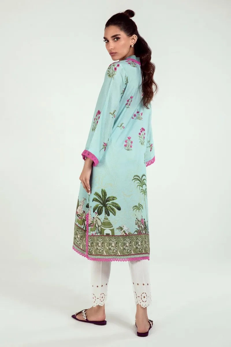 Turquoise Linen Kurta