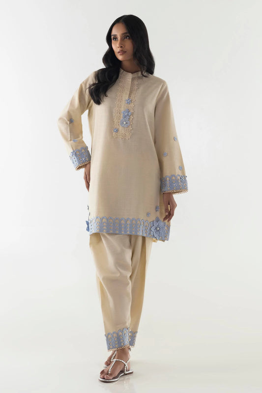 Ghazal-Creme Embroidered Shirt Shalwar