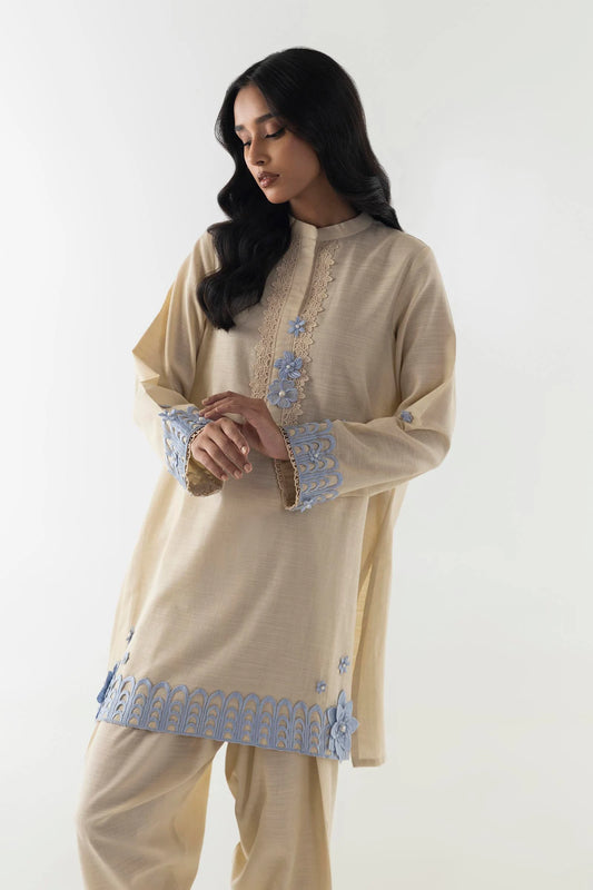 Ghazal-Creme Embroidered Shirt Shalwar