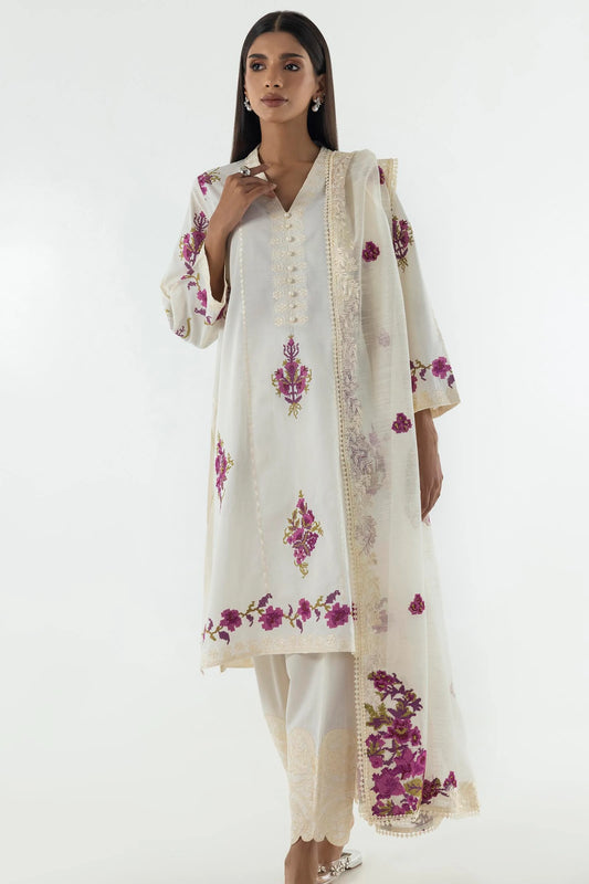 Sana-Off White Embroidered shirt