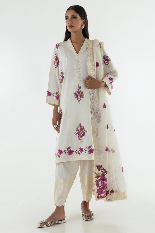 Sana-Off White Embroidered shirt