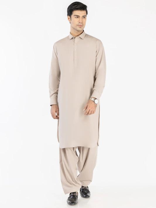 Fawn Blended Kameez Shalwar