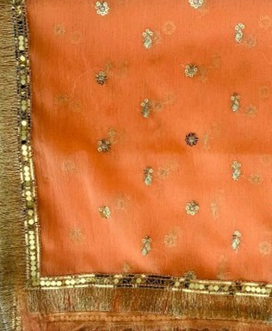 Banno_ Peach Golden _ Crinkle Chiffon _dupatta