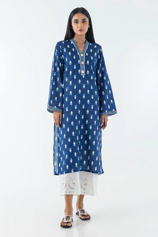 Wafa-Basic Printed Khaddar Shirt