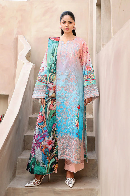 Saiqa- Embroidered Lawn Digital Printed Suit -3PC