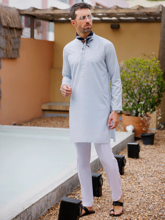 Sky Blue Blended Kurta