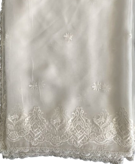 Pure White Chiffon Dupatta
