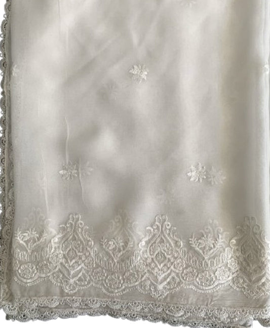Pure White Chiffon Dupatta