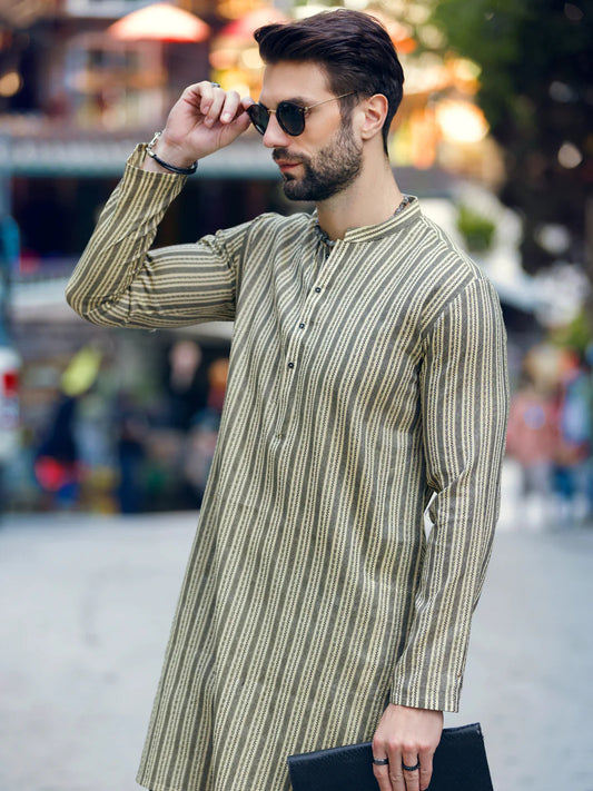Light Yellow Woven Kurta