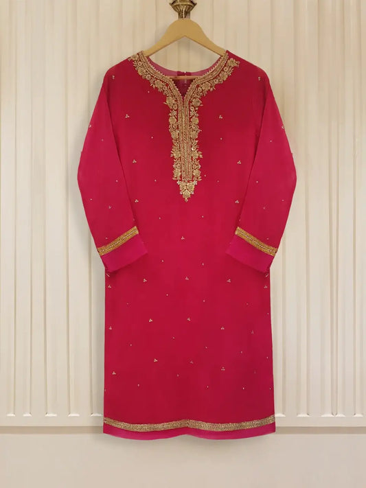 Hot Pink - Cotton Net Suit - Aghanoor