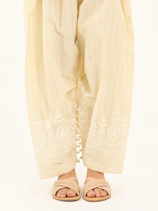 Beige Self Print Cambric Shalwar