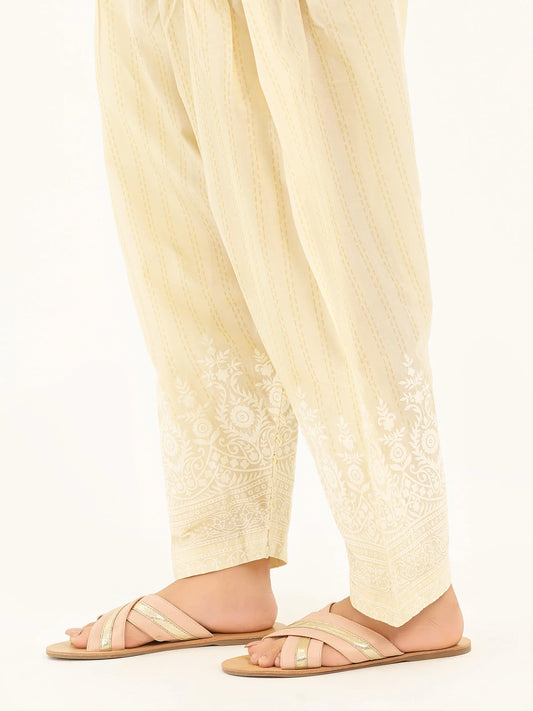 Beige Self Print Cambric Shalwar