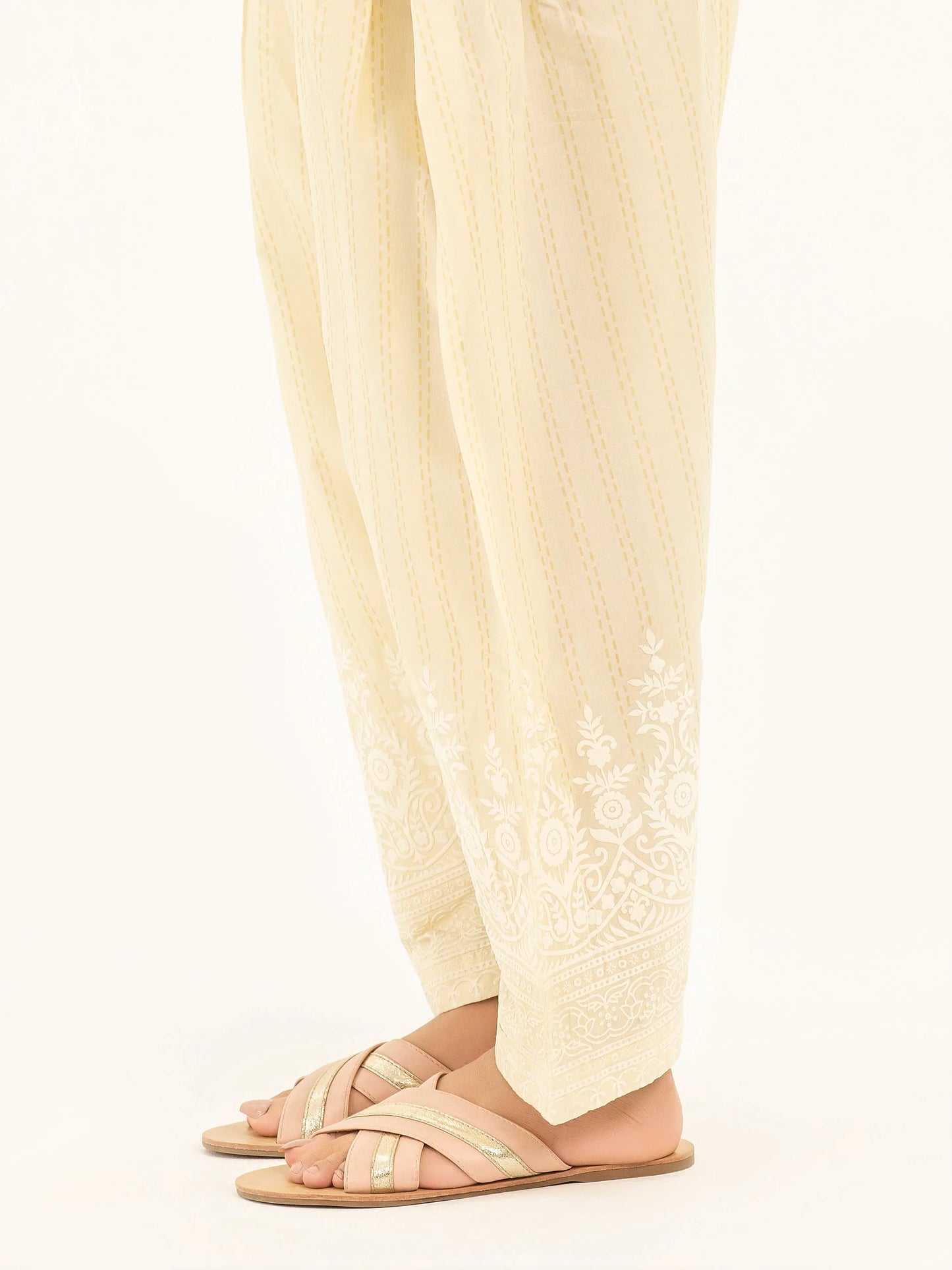 Beige Self Print Cambric Shalwar