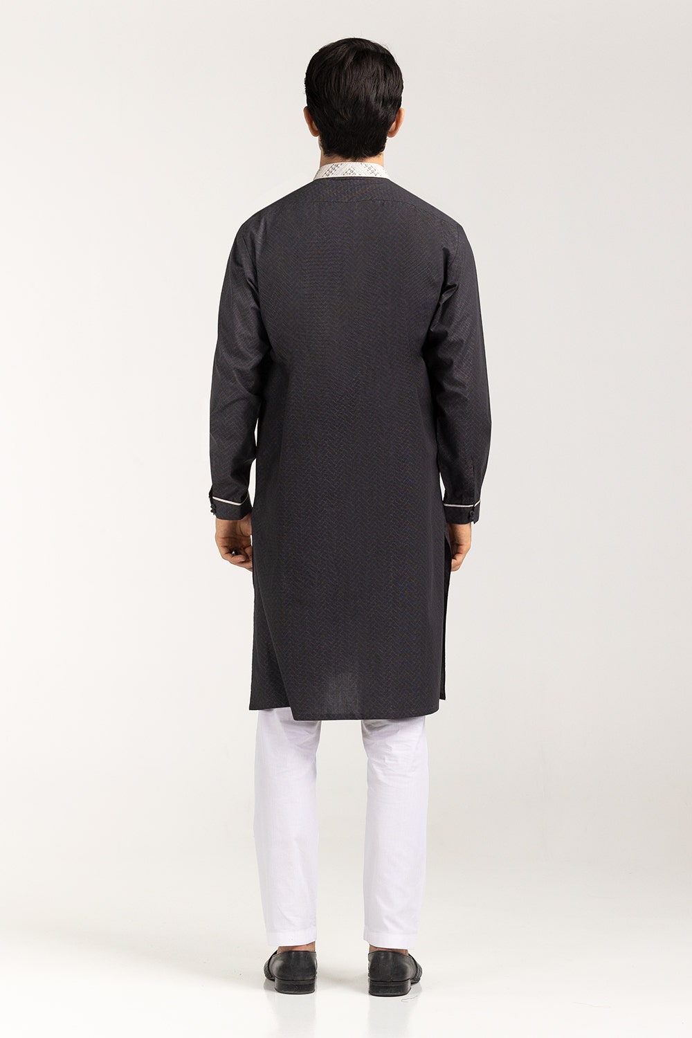 Black Dot Embroidered Kurta - tyaari