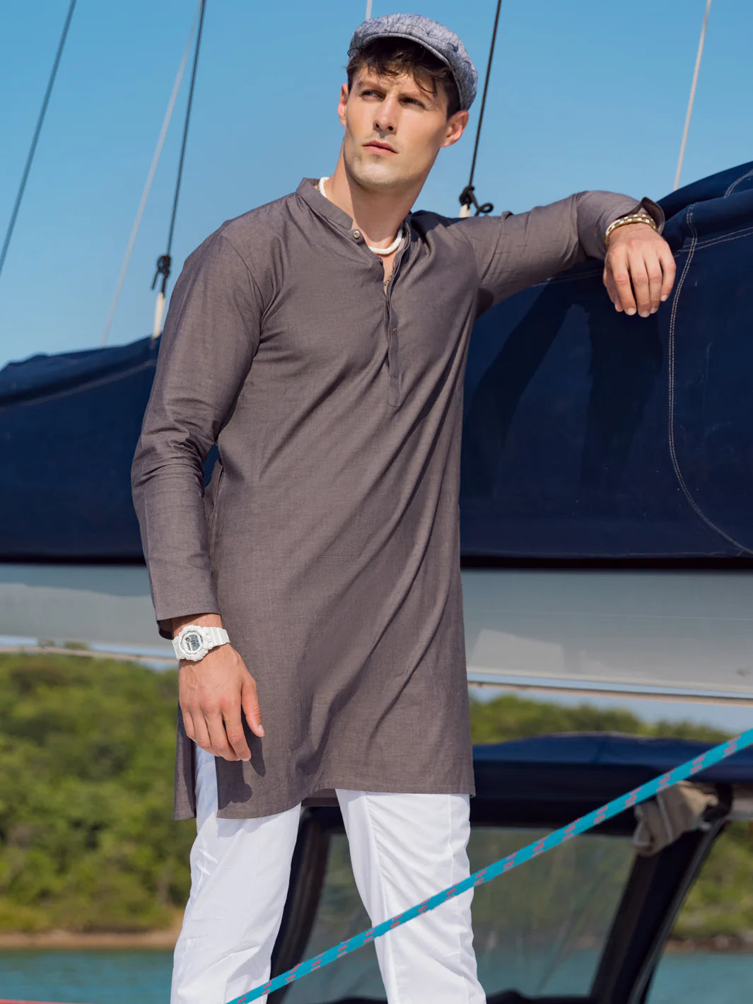 Basic Grey Cotton Kurta
