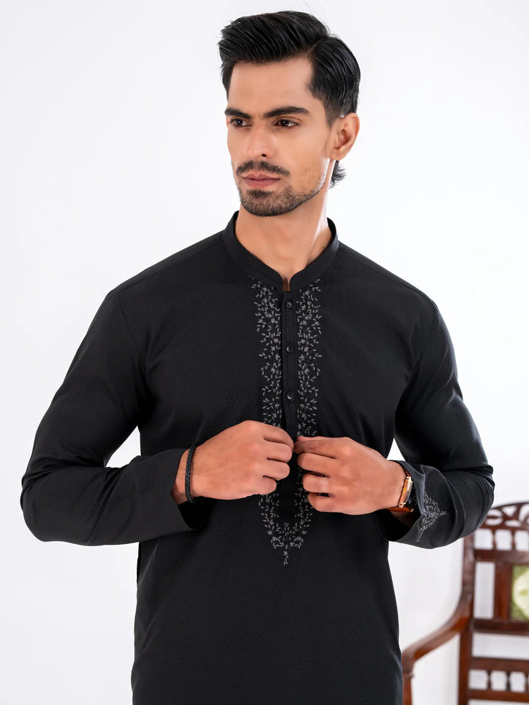 Black Blended Kurta