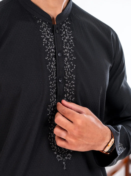 Black Blended Kurta