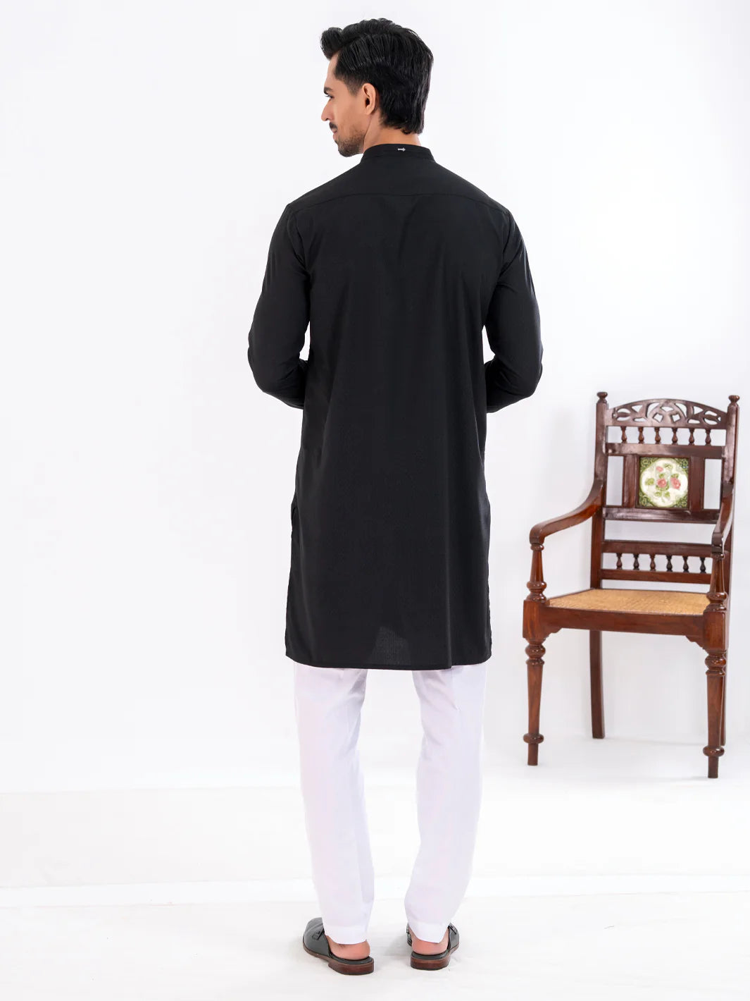 Black Blended Kurta