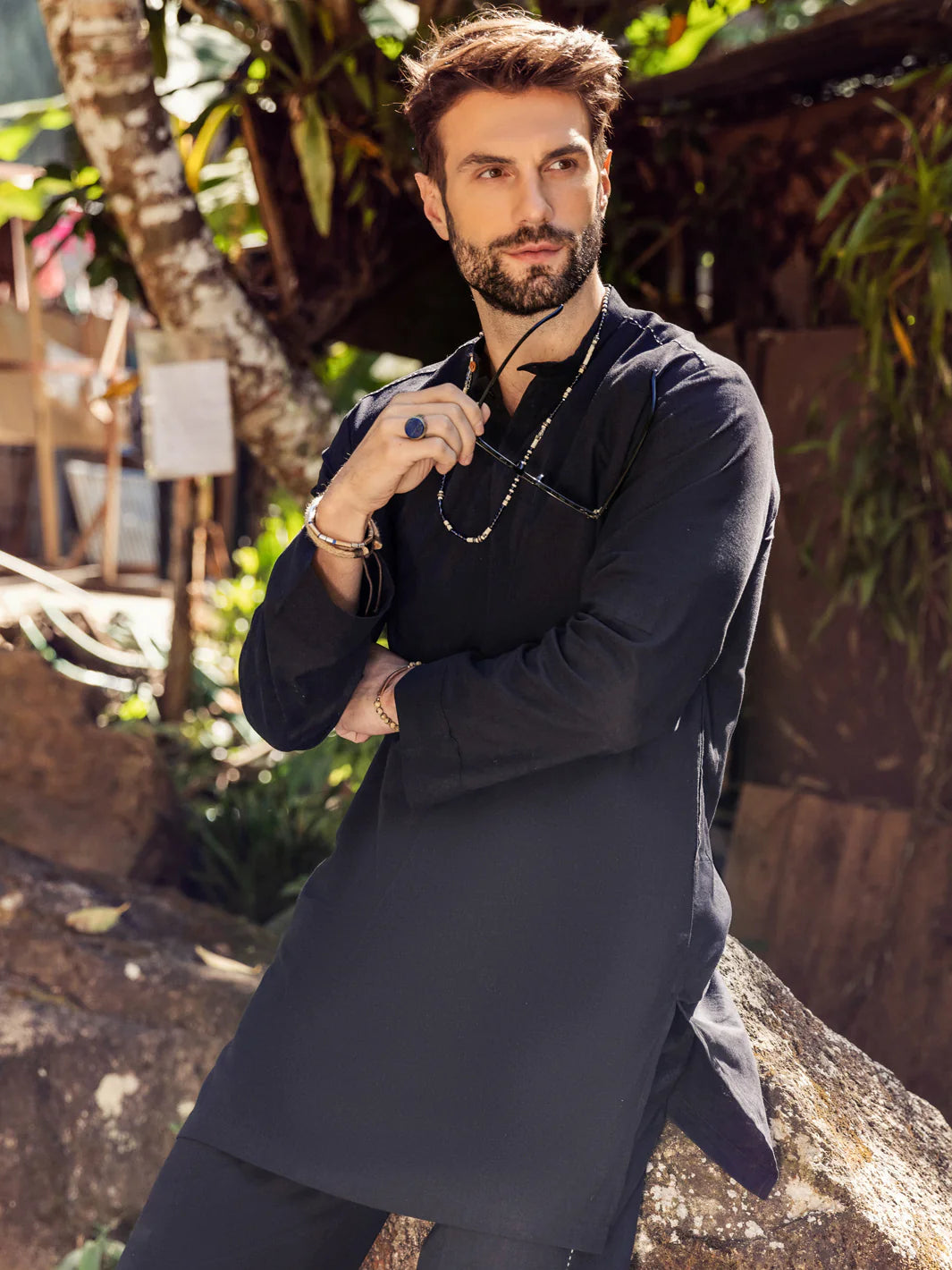 Black - Short Kurta Pajama Set