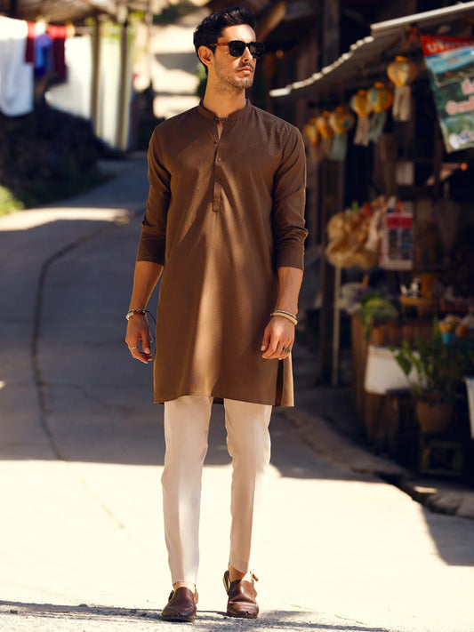 Brown Blended Kurta
