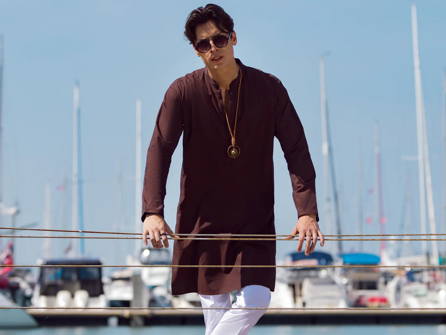Plain Maroon Cotton Kurta