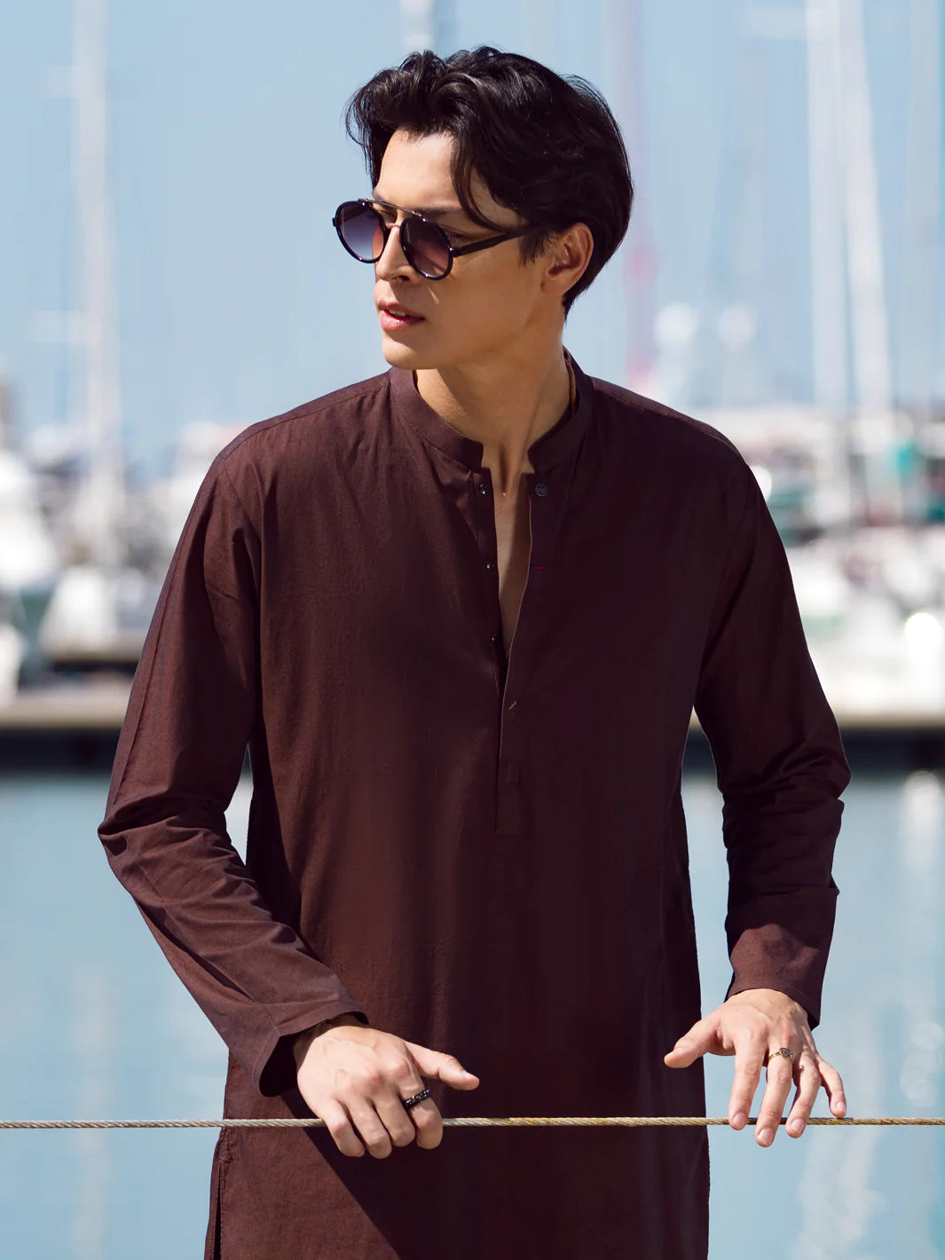 Plain Maroon Cotton Kurta