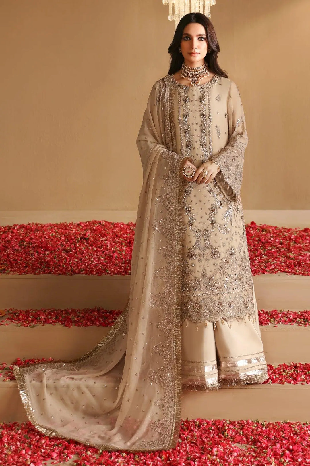 Kiran- Embroidered Chiffon Suit- 3 PC