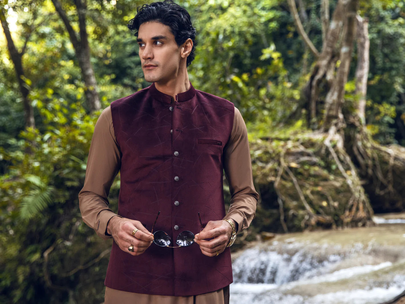 Maroon velvet best sale waistcoat
